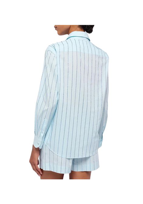 Camicia Mc2 Saint Barth Meredith donna MEREDITH00246H  Azzurra cotone tinta unita strass righe MC2 SAINT BARTH | Camicie | MEREDITH00246H21